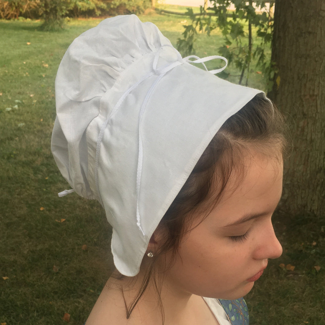18th Century Girls Plain Brimmed Cotton Day Cap