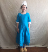 Load image into Gallery viewer, Girls Back Laced Gown in Blue Linen