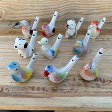 Load image into Gallery viewer, set of 10 water bird whistles. 
