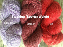 Load image into Gallery viewer, Bartlett 100% wool yarn, Stocking (Sports) weight in in reds. 
