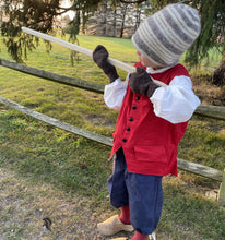 Load image into Gallery viewer, Striped Toque for the 18th Century knit from 100% wool. In Gray for boys.