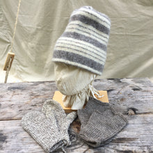 Load image into Gallery viewer, Felted Toques for the 18th Century knit from 100% wool, with matching Mittens and Muffattees