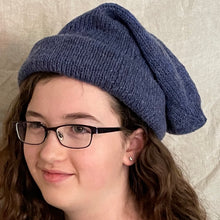 Load image into Gallery viewer, double toque, wool hat, rolled at bottom, Medium size, color navy