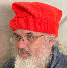 Load image into Gallery viewer, hunting hat, kings orange, double toque rolled on bottom and flapa tucked in