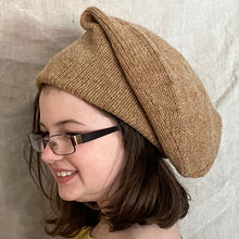 Load image into Gallery viewer, wool knit hat, double toque in medium size, color tan, spice