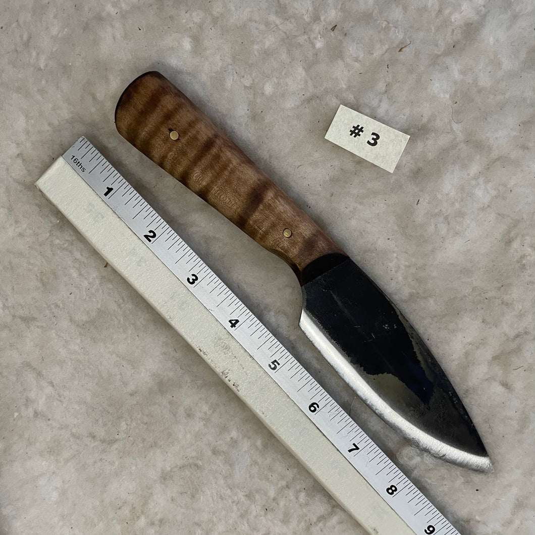 Jeff White Knife #3, Bush with a Curly Maple Handle.