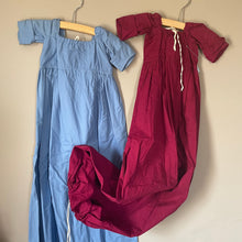 Load image into Gallery viewer, Baby Gown, Light Blue, Maroon, Cotton, 18th Century
