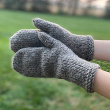 Load image into Gallery viewer, Mittens in Sheep Gray Medium 100% Wool Yarn.
