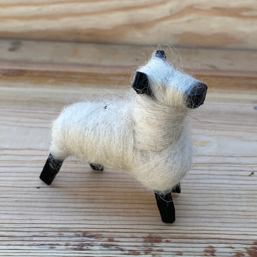 Toy sheep, handmade, small white, 18th Century toy