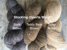 Load image into Gallery viewer, Bartlett 100% wool yarn, Stocking (Sports) weight in Browns.

