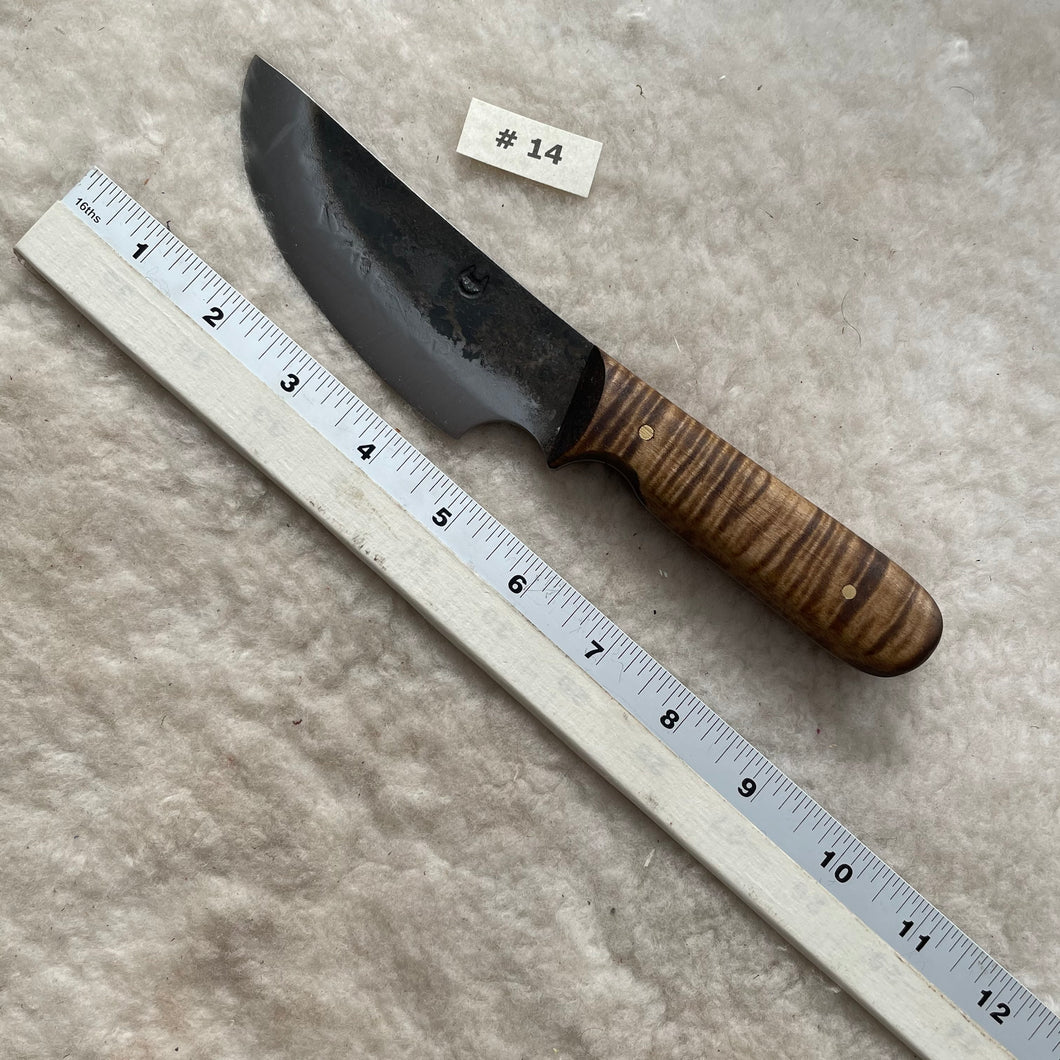 Jeff White knife #14 with Curly Maple Handle