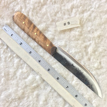 Load image into Gallery viewer, Jeff White Knife #8, French Trade with a Curly Maple Handle.

