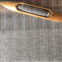 Load image into Gallery viewer, Linsey-Woolsy Fabric natural/bleached linen stripe being wove

