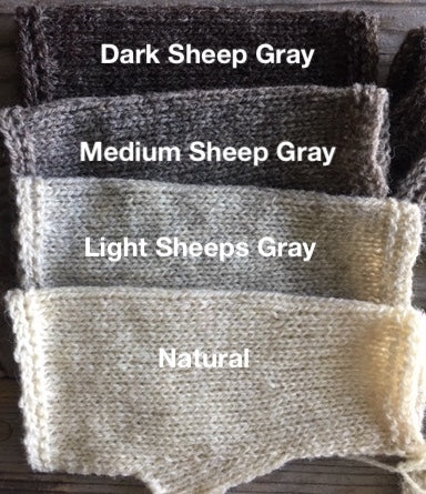mitts in natural sheep colors, natural sheep gray.