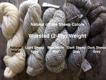 Load image into Gallery viewer, Bartlett 100% wool Yarn 2 ply in Natural sheep colors.
