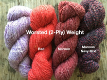 Load image into Gallery viewer, Bartlett 100% wool yarn, 2 ply in red colors.

